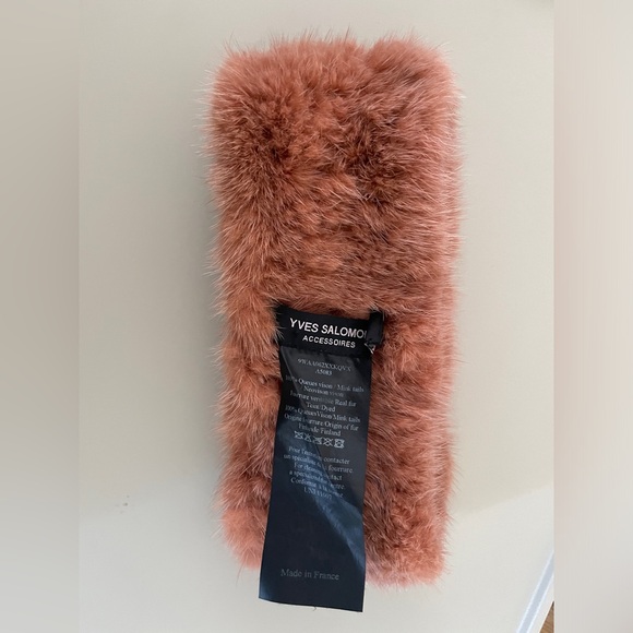 YVES SALOMON Orange/Pink Knitted Mink Headband (NWOT) - Picture 2 of 3